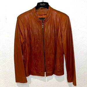 Insane Orange Terry Lewis Leather Zip-Up Jacket!